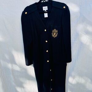 Vintage Leslie Fay Black Cardigan with Gold Accents